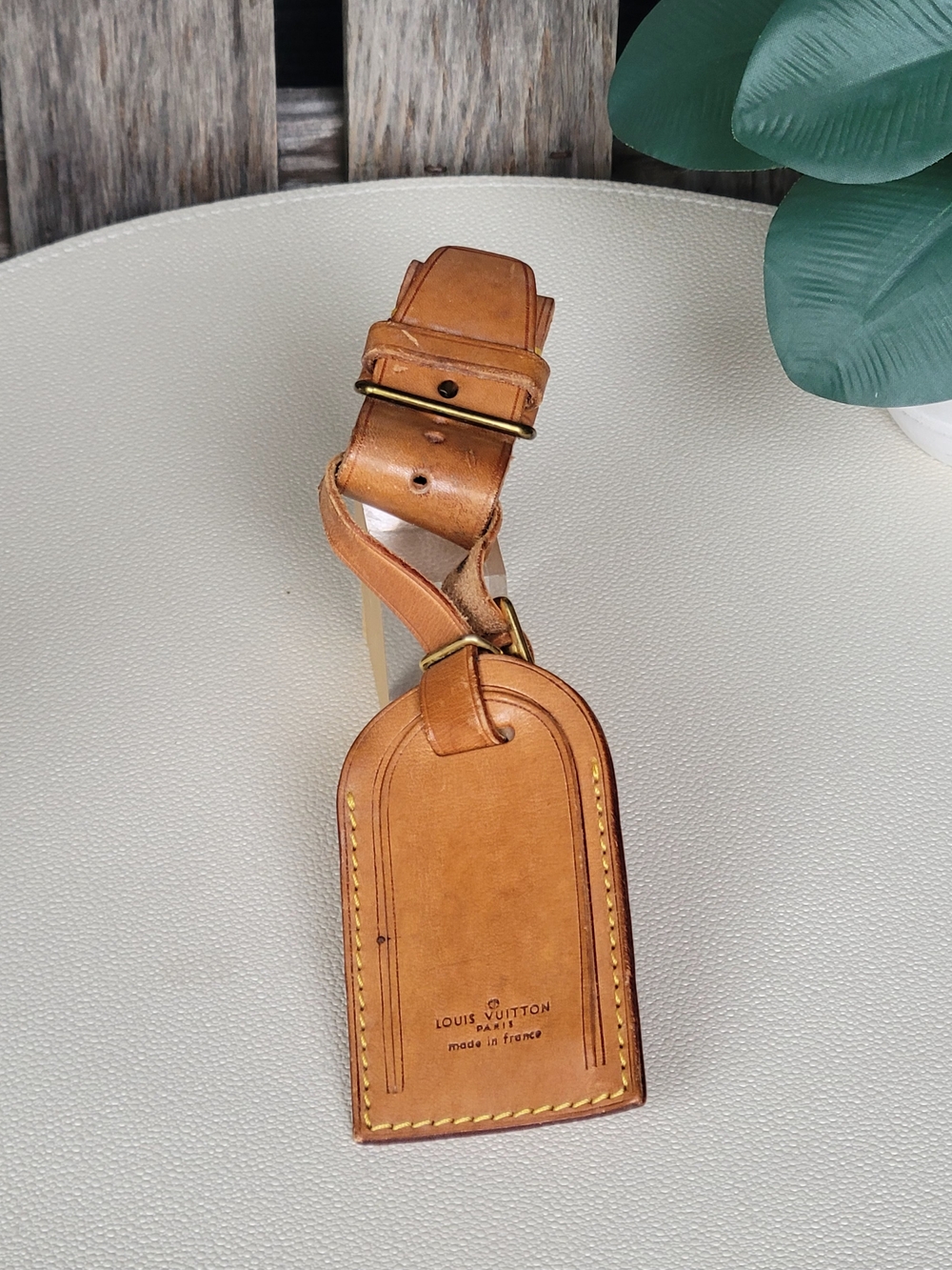 Louis Vuitton Luggage ID Tag & Handle Strap Yellow Stitching and Brass Buckle - Picture 6 of 14